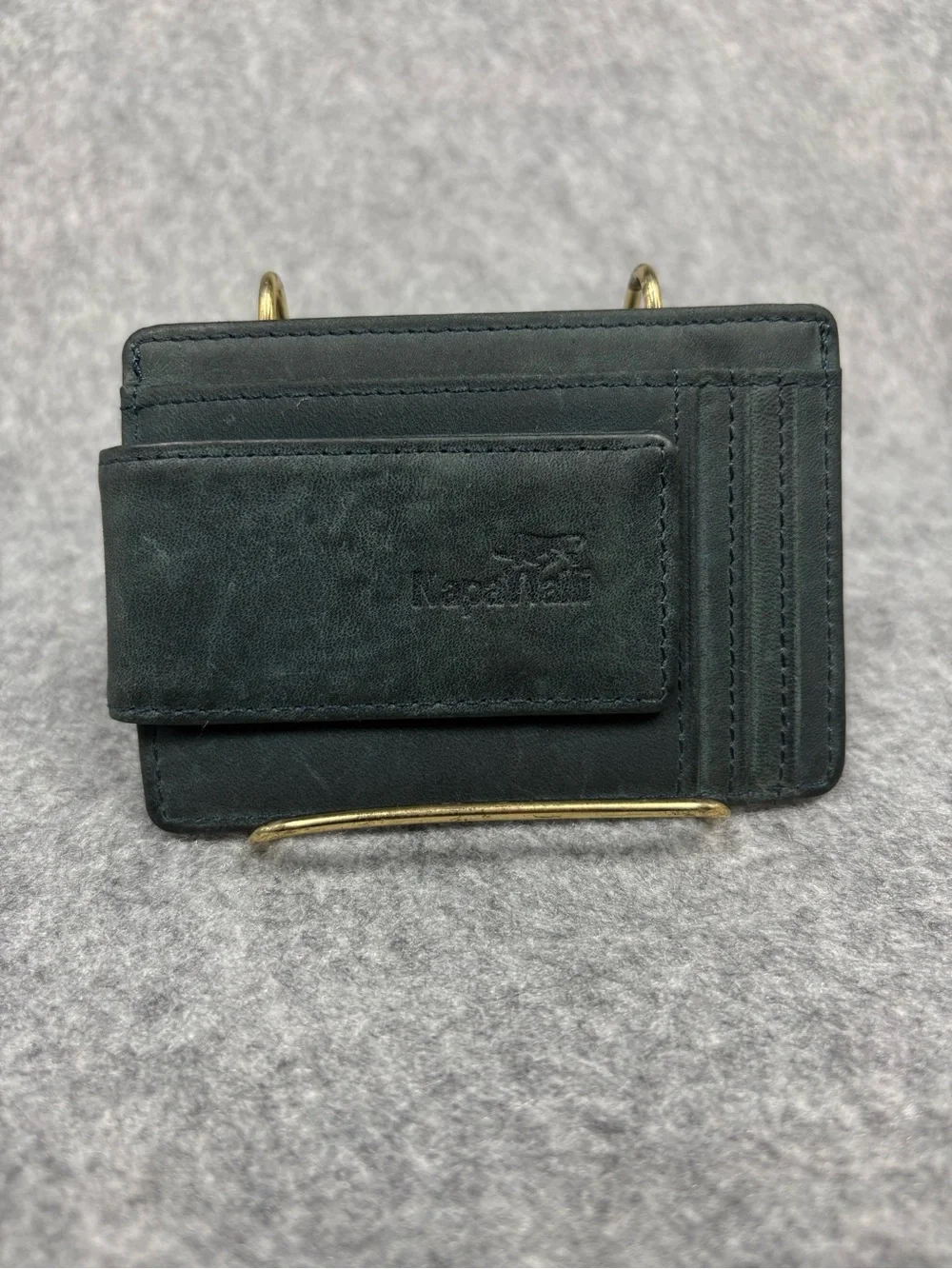 NapaWalli Genuine Leather Magnetic Money Clip Wallet Black